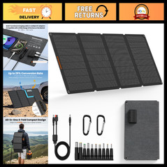 50W Foldable Solar Panel Charger, IP68 Waterproof, USB-A & USB-C, DC 18V for Cam