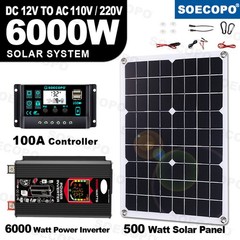 6000W 100A 220V Solar Panel Kit Complete Solar Power Generator Home Grid Systef0