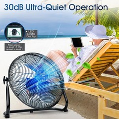 18» Solar Powered Fan W/ 30W Solar Panel Portable Solar Outdoor Floor Fan