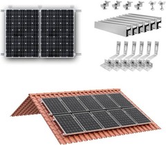 6-Set Solar Panel Mounting Rail Kit Roof Hooks Clamps for Tile Roof