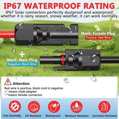 10AWG Tin Plated Copper Solar Panel Extension Cables with Waterproof Connectors