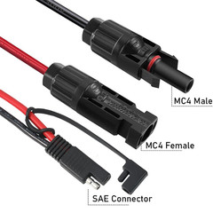 2Pcs 1FT 10AWG Solar Panel Connector Cable, SAE to MC-4 Male Female Adapter PV E
