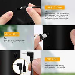 8W Solar Panel Ring Camera 2-Pack Solar Panel Charger Compatible W/ Ring Stick