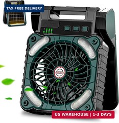 Sendowtek Portable Camping Battery Fan with Solar Panel 10400mAh | Rechargeable