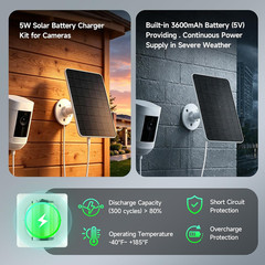 3600mah Solar Panel Camera Charger Micro USB Type-C DC 3.5mm for Ring Cameras