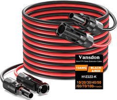 2X40 Feet Solar Panel Extension Cable, 10AWG Solar Cable, Solar Panel Cable with