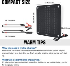 10W Solar Battery Trickle Charger – Waterproof & Portable for Multiple Vehicles