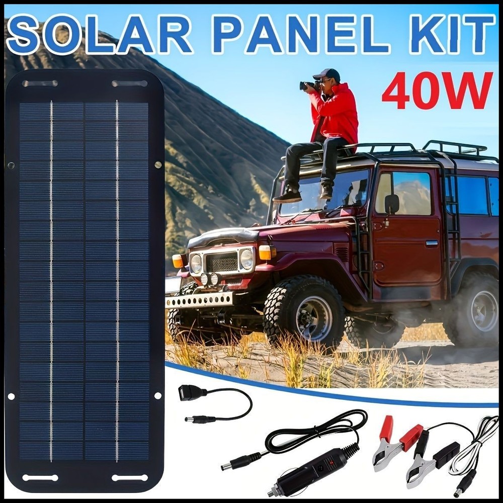 40W Solar Panel Kit 12V Trickle Charger Battery Charger Maintainer Boat RV Car