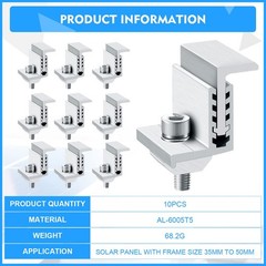 10 Solar Panel End Clamp Mounting Z Bracket Mid Clamps Aluminum Rail End Clam…