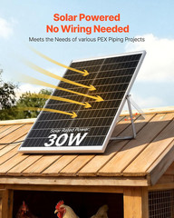 Solar Powered Fan, 30W Solar Panel with 2 Fans, Adjustable Solar Panel Angle, 26
