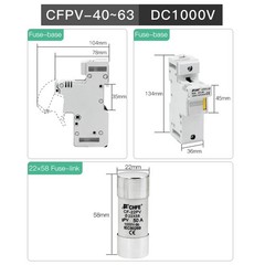 DC Fuse Holder PV DIN Rail Mounting 1000V Photovoltaic System Strings 6A-63A