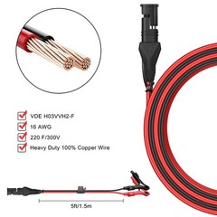 Waterproof SAE Alligator Clips Cable, SAE Plug to Battery Clamp Cord with 10A…