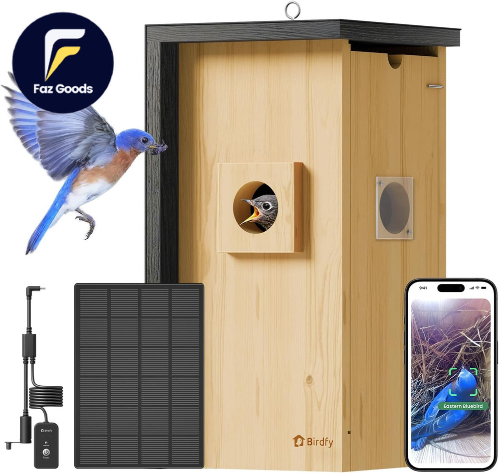 Bird House with Camera Solar Powered with Iron Guard for Outside AI Identify