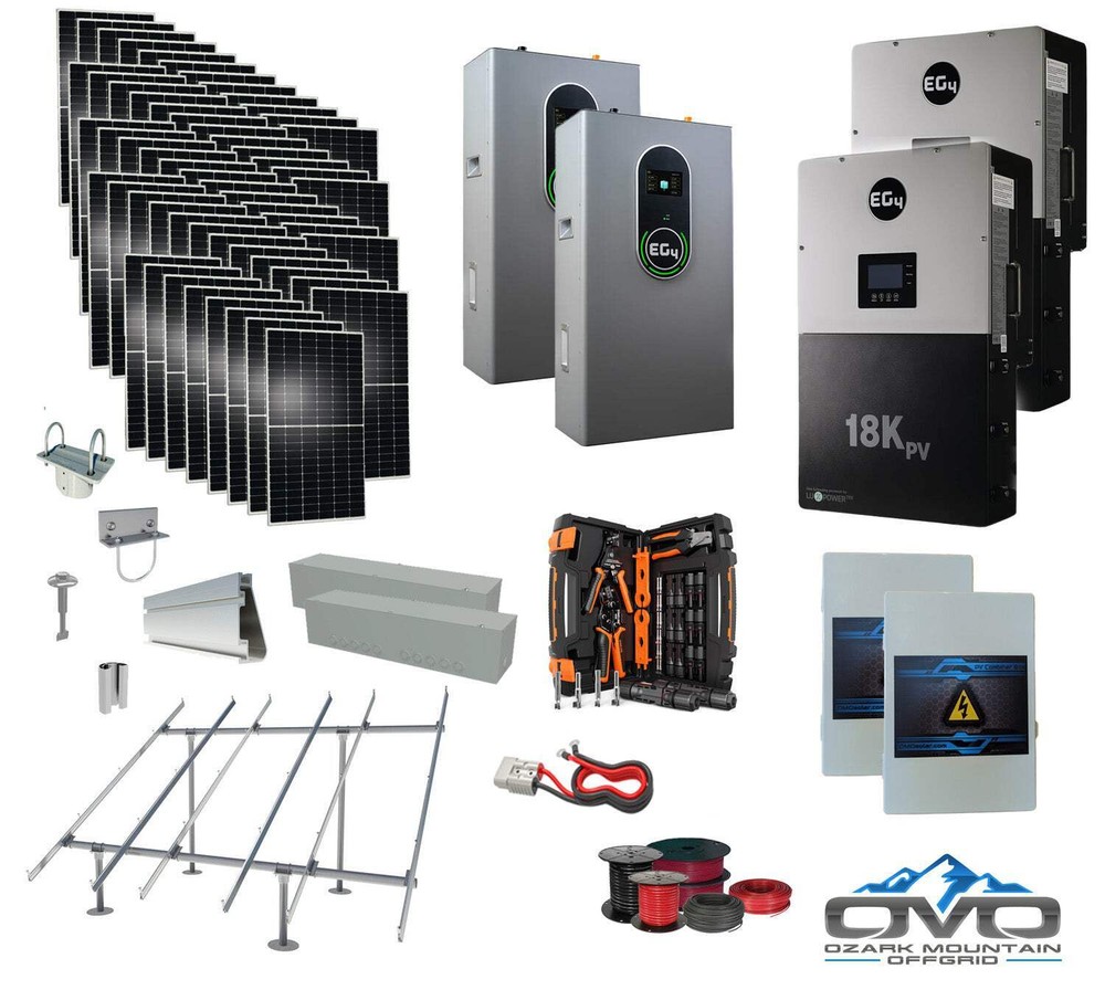 30KW Complete Offgrid Solar Kit + EG4 18kPV + 2x 14.3KW 48V EG4 Lithium Indoor W