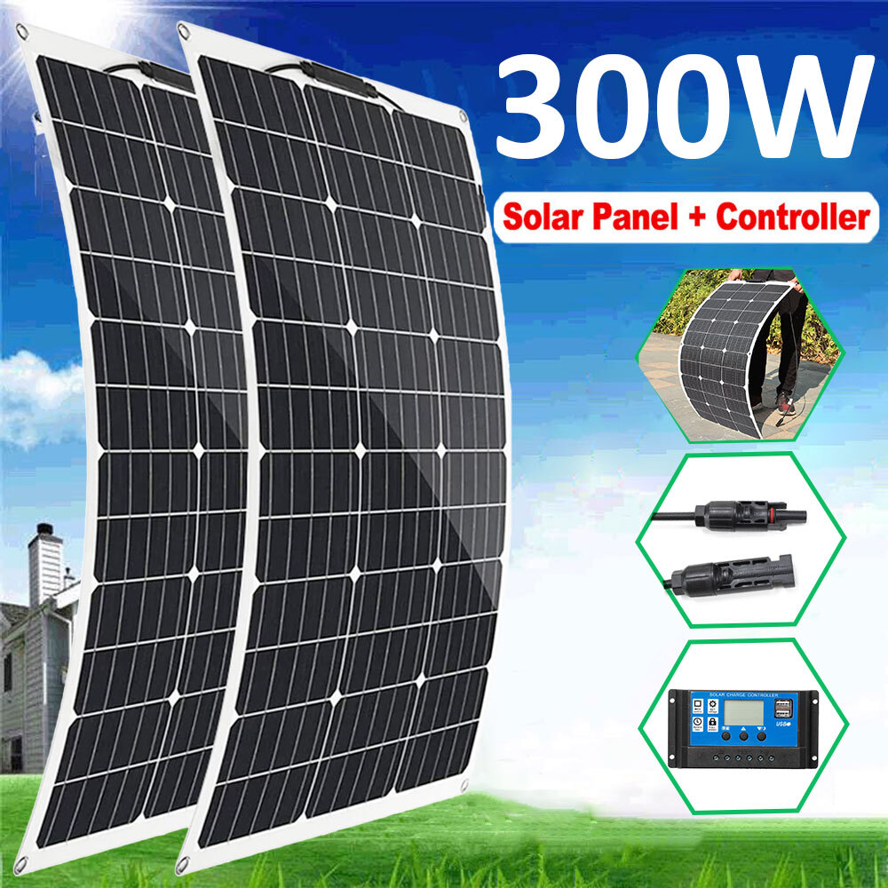 300W Flexible Solar Panel 12V Battery Charger Kit Car Camping DIY RV Marine