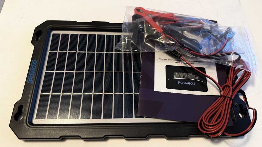 POWOXI 7.5w 12v Solar Battery Trickle Charger Maintainer for Car, Automotive