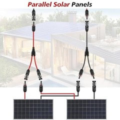 4 Pairs Y Branch Solar Connectors 1 to 2 Parallel PV Adapters 30A Cable Kit, 14-
