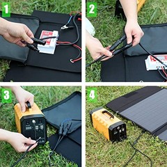 100W Foldable Solar Panel Charger Solar Generator Kit B08834KXJ6 – Black