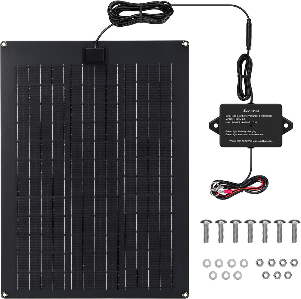 20W Solar Battery Charger Maintainer Kit MPPT Controller for 12V Lead Acid Batte