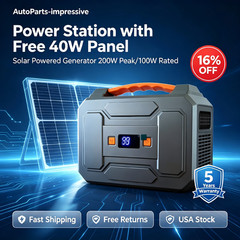 Powe Station with Free 40w Panel Solar Powered Generator 200W Peak/100W Rated，US