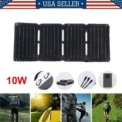 10W Foldable Solar Panel Charger USB 5V Power Bank Waterproof for Camping Hiking