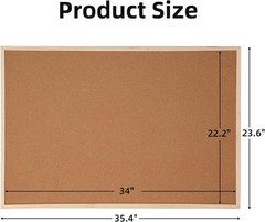 24” X 36” Cork Boards for Walls with Wooden Frame 1Pack, Double Sided Office Boa