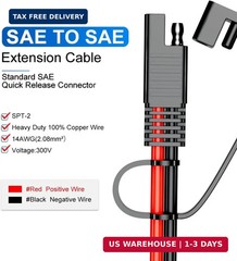 SAE Extension Cable 12AWG, SAE to SAE Extension Cord DC Power Automotive Extensi