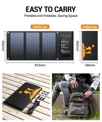 Foldable 30W Solar Panel, USB-A QC3.0 & USB-C DC Outputs