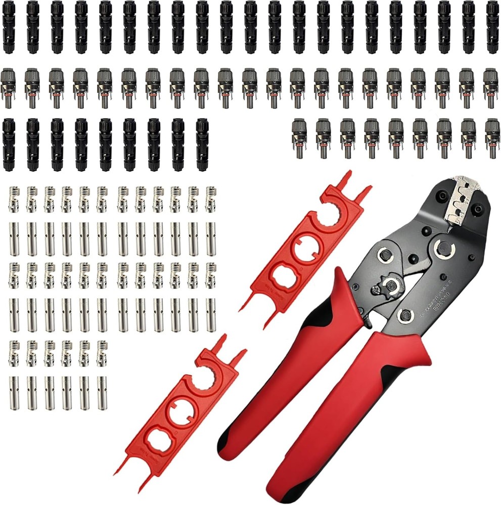 51 PCS Solar Crimper Tool Kit, Solar Panel Connector Crimping Tool with 24 Pairs