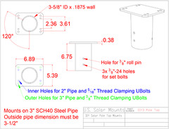 Off-Grid 3″ Solar Racking SlipFitter – DIY Top of Pole Mount