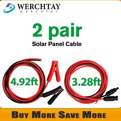 2Pairs Solar Panel Extension Cable with Female & Male Connectors Black+Red PV US