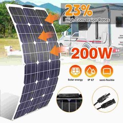 200W Watt Flexible 12V Mono Solar Panel Home RV Rooftop Camping Off-Grid Power