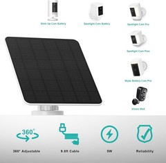 Solar Panel 5W Monocrystalline Waterproof Weatherproof for Wireless Cameras