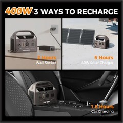 UDPower C400 192Wh Portable Power Station 400W Surge AC LiFePO4 Solar Generator