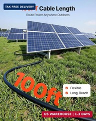 VEVOR Solar Panel Wire, 100 ft Black + 100 ft Red Kit, 10 AWG (6 mm²) Solar Pane