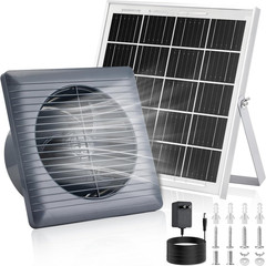 25W Solar Exhaust Fan Kit with 8″ High-Speed Fan, Bracket & Valve