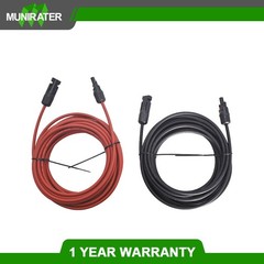 12 AWG Solar Panel Extension Cable Wire Connector 1 Pair 20ft Black + Red