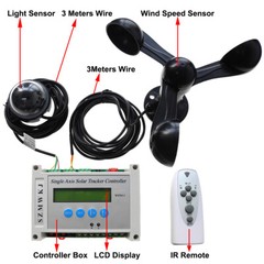 LCD 6000N Single Axis Solar Panel Tracking 12V Linear Actuator Anemometer System