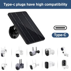 10W 5V Solar Panel for Security Camera,Type C Port Solar Charger w/Cable & Stand