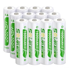 12 Pack AA Rechargeable Batteries for Solar Lights