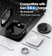 Charging Case for Oura Ring Gen 4 & 3 Charger, 2000mAh Portable Travel Black