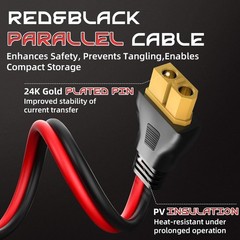 20FT 12AWG XT60 Solar Charging Cable with Caps & Ties