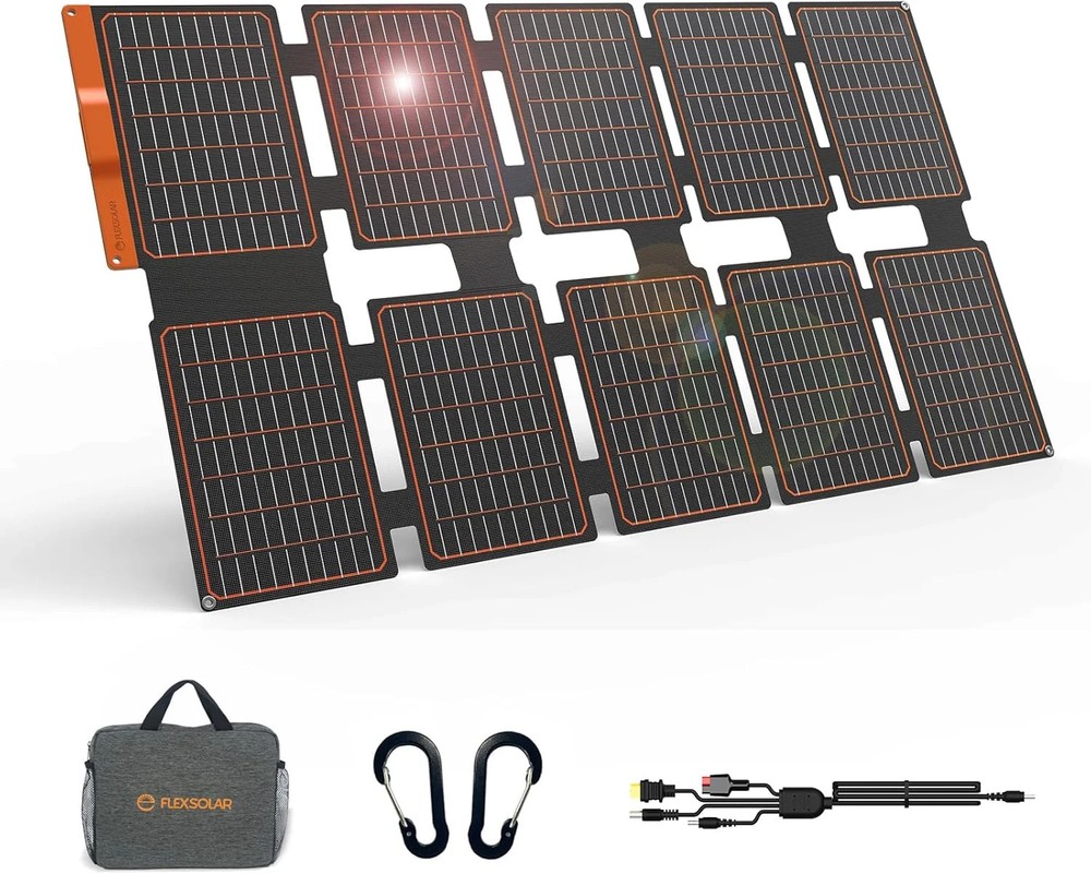FlexSolar 100W Portable Solar Panels Chargers with PD3.0 USB-C,QC3.0 USB-A and D