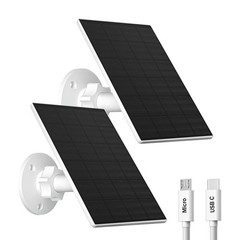 Solar Panel for Security Camera, 2 Pack 2W Solar Charger with Micro USB & USB…