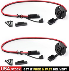 2FT 12AWG SAE Power Socket Sidewall Port Connector 2 Pin SAE Quick Connect 2 Pk