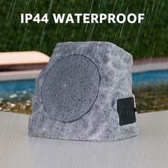 2-Pack Solar Powered Rock Speakers Outdoor Water-Resistant with 3 Mode Lights an
