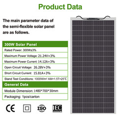 300W Flexible Solar Panel Mono 12V Portable Power Camping Home RV Battery Charge