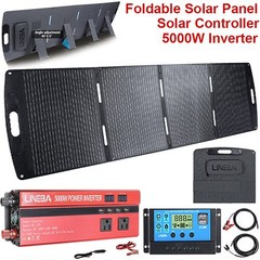 5000W Inverter +200W Foldable Solar Panel Portable Charger Controller RV Camping