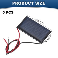 5 Pcs 5V 0.15W 30mA Mini Solar Panels with 2 Cable 44mm x 24mm