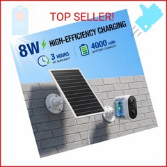 8W Solar Panel for Security Cameras, Waterproof Outdoor Solar Charger with Adjus
